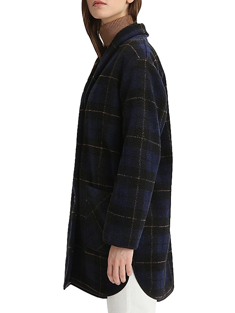 Gentry Plaid Wool-Blend Coat