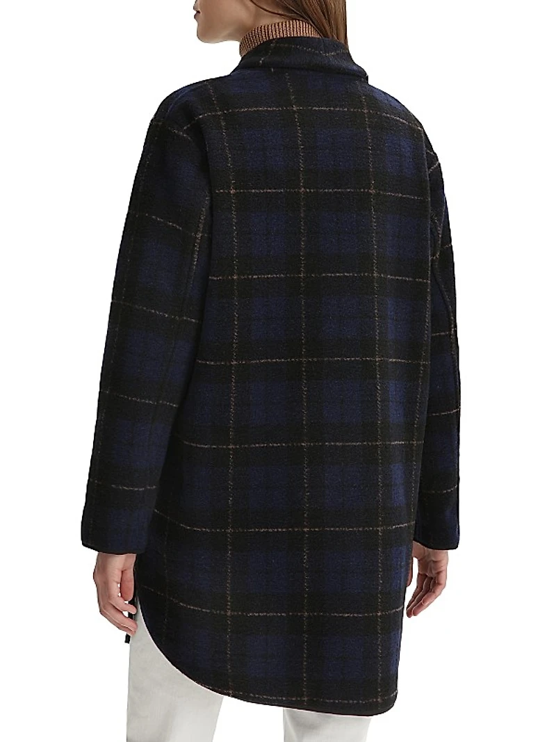 Gentry Plaid Wool-Blend Coat