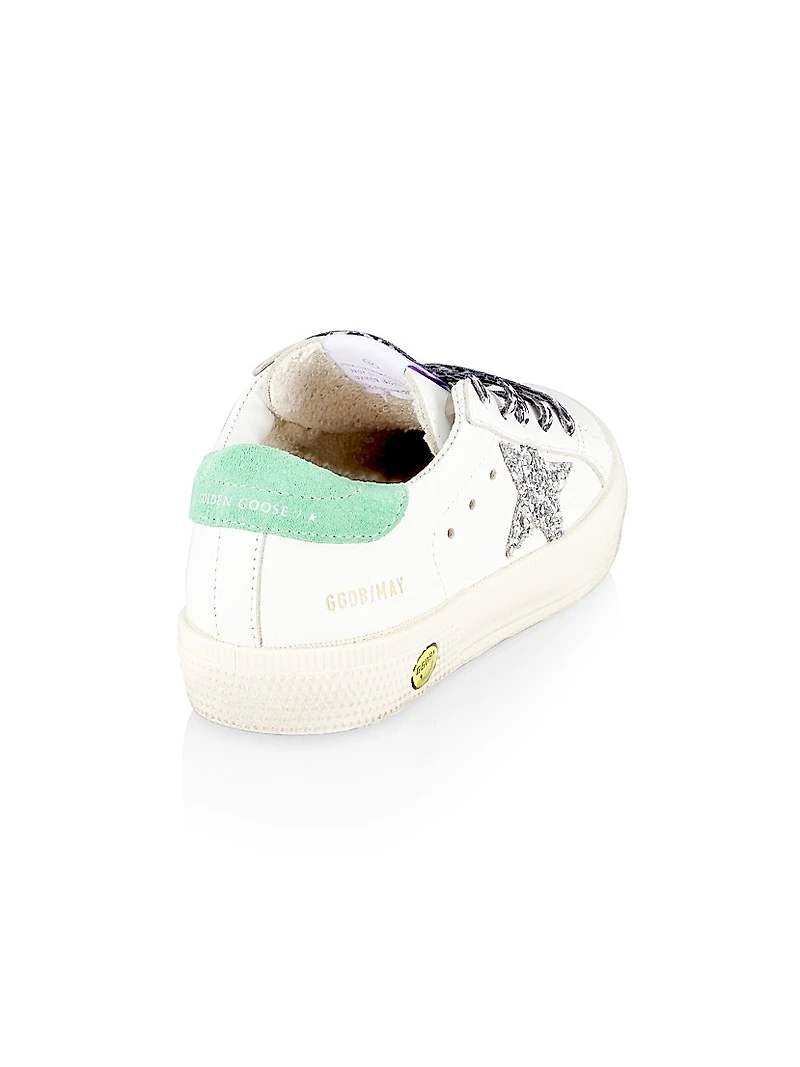 Little Girl's Ma Glitter Star Leather Low-Top Sneakers