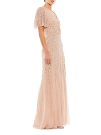 Sequined Beaded Tulle Gown