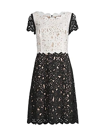Laser-Cut Two-Tone Dress