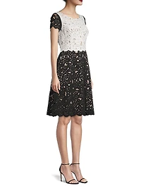 Laser-Cut Two-Tone Dress