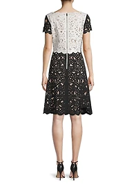 Laser-Cut Two-Tone Dress