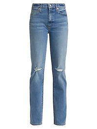 Sabine Distressed Straight-Leg Jeans