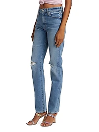 Sabine Distressed Straight-Leg Jeans
