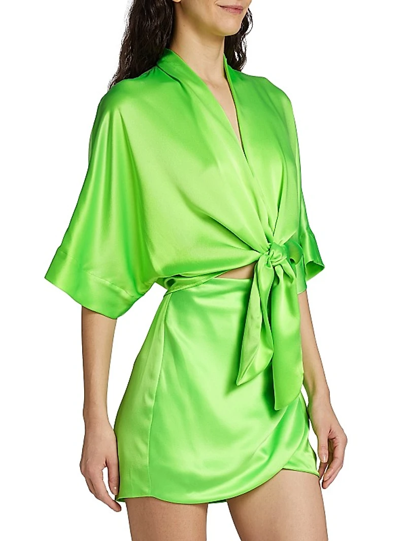 Dolman Tie-Front Silk Blouse