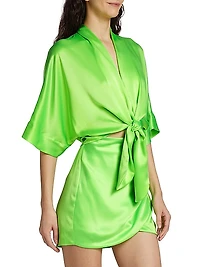 Dolman Tie-Front Silk Blouse
