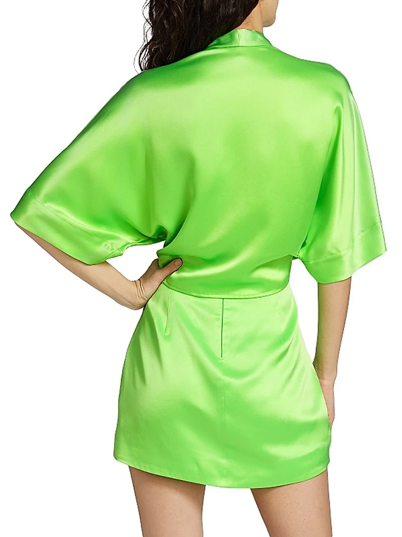 Dolman Tie-Front Silk Blouse