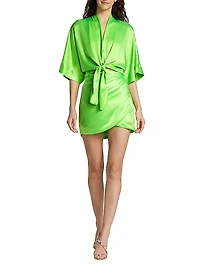 Dolman Tie-Front Silk Blouse