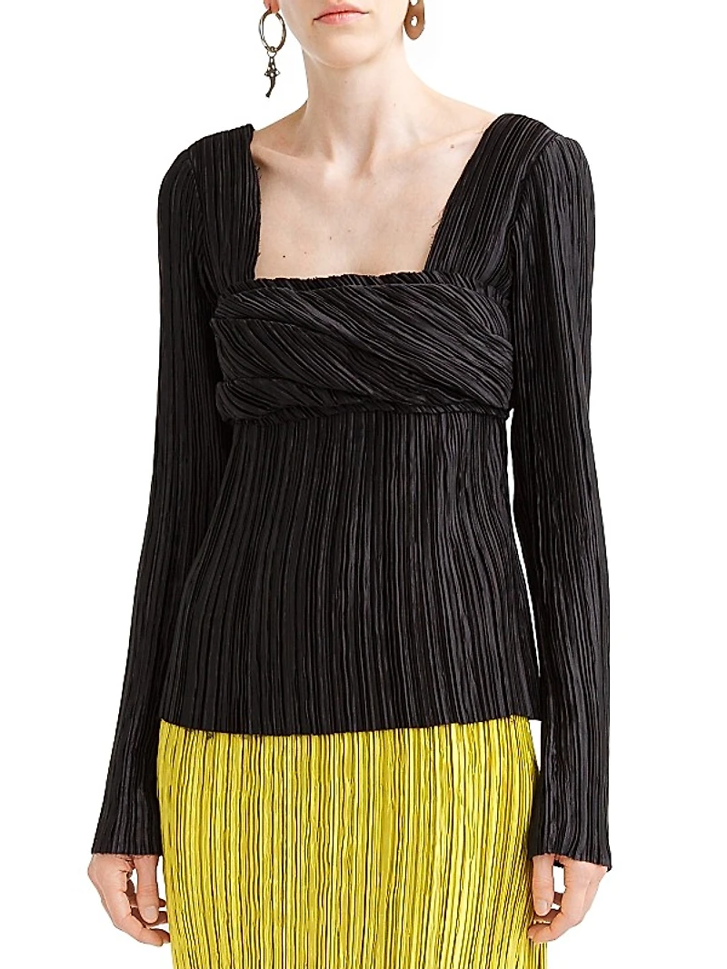 Satin Plissè Pleat Top