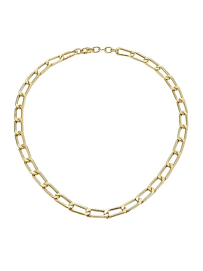 14K Yellow Gold Paper-Clip Chain Necklace