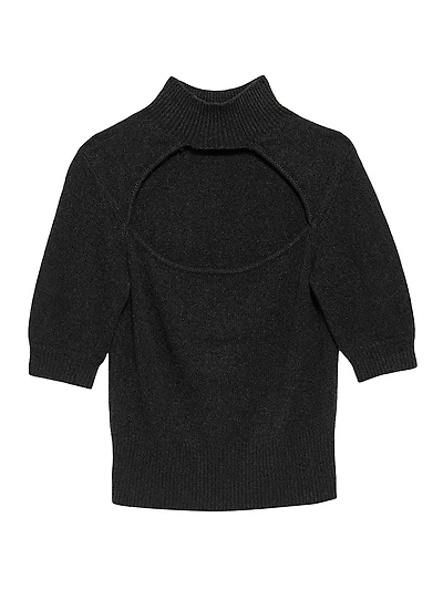 Cut-Out Turtleneck Short Sleeve Sweater
