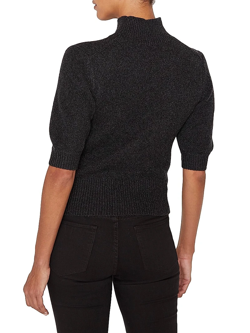 Cut-Out Turtleneck Short Sleeve Sweater