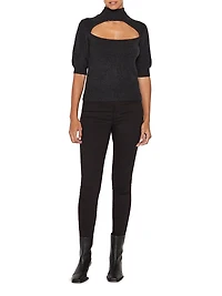 Cut-Out Turtleneck Short Sleeve Sweater