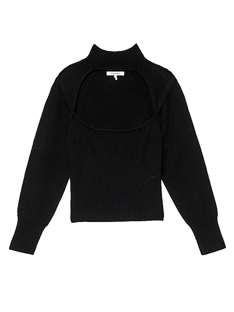 Cut-Out Turtleneck Cashmere-Blend Sweater