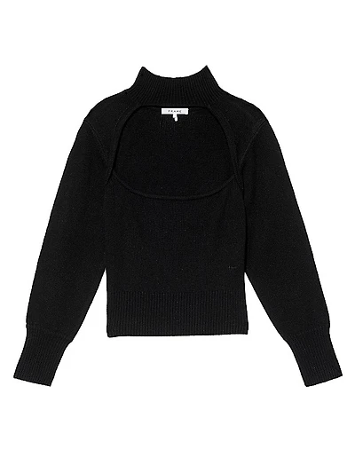 Cut-Out Turtleneck Cashmere-Blend Sweater