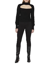 Cut-Out Turtleneck Cashmere-Blend Sweater