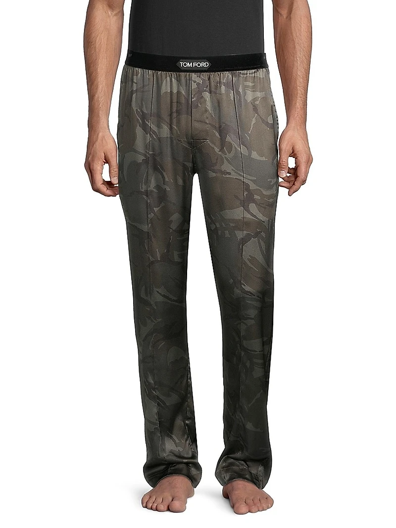 Logo Silk Pajama Pants