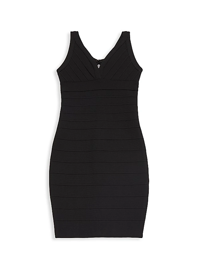 Girl's V-Neck Stretch-Knit Dress