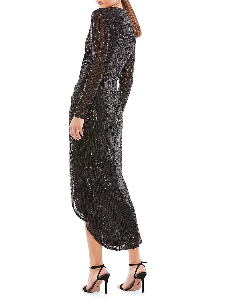 Ieena Sequin Knotted Midi Dress
