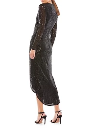 Ieena Sequin Knotted Midi Dress