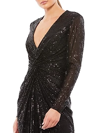 Ieena Sequin Knotted Midi Dress
