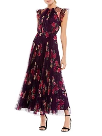 Ieena Cap Sleeve Floral A-Line Dress