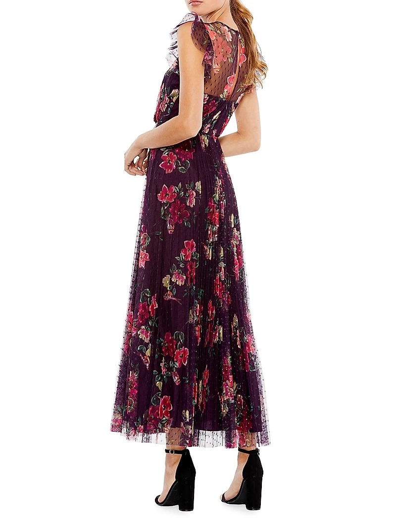Ieena Cap Sleeve Floral A-Line Dress
