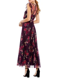 Ieena Cap Sleeve Floral A-Line Dress