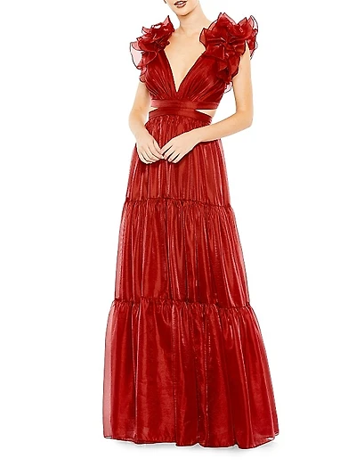 Tiered Cap Sleeve Gown