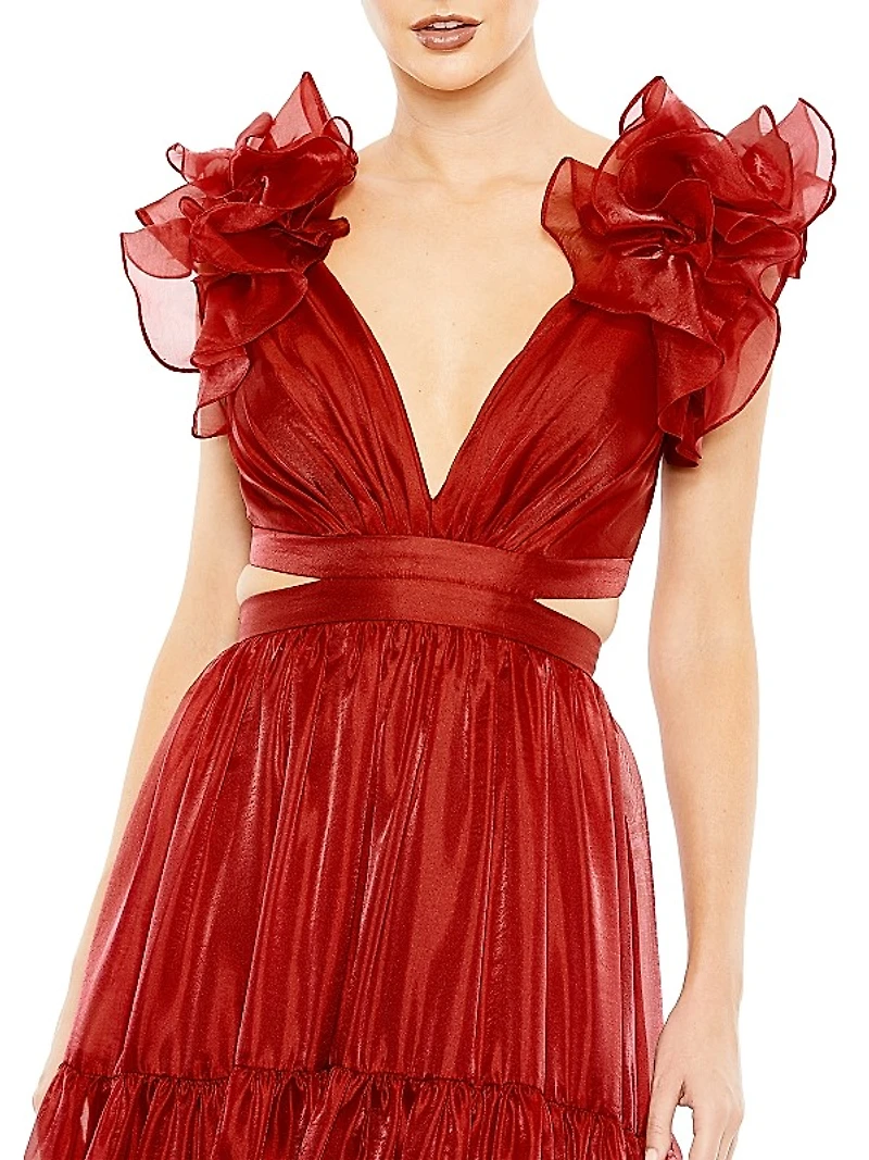 Tiered Cap Sleeve Gown