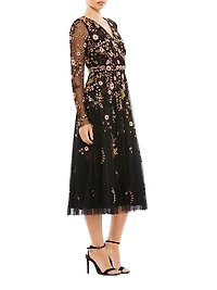 Embroidered Floral Midi Dress