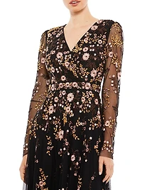 Embroidered Floral Midi Dress