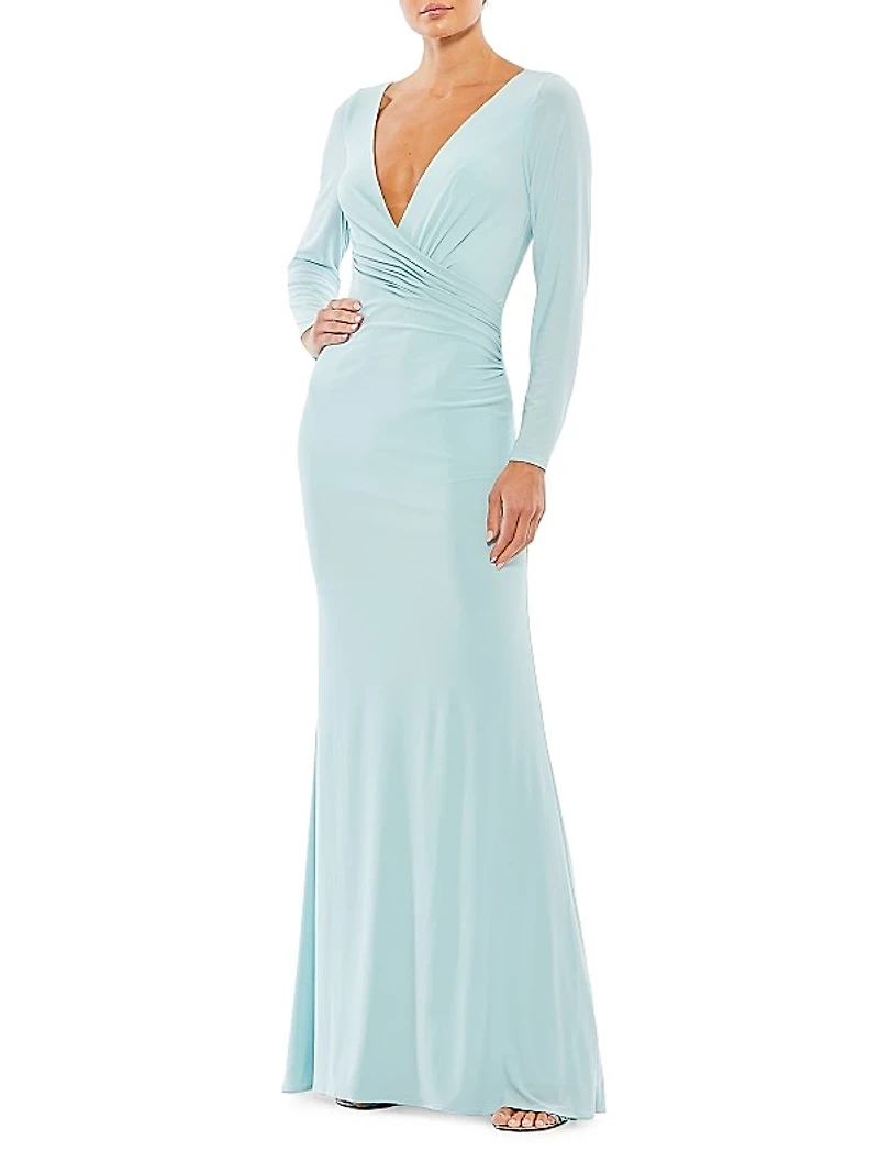 Ieena Jersey Wrap A-Line Gown