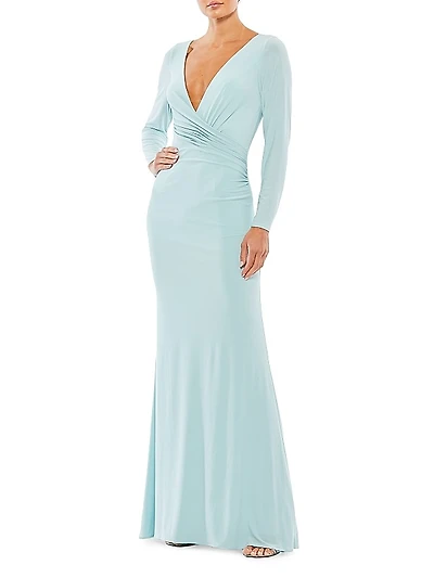 Ieena Jersey Wrap A-Line Gown