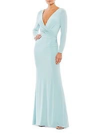 Ieena Jersey Wrap A-Line Gown