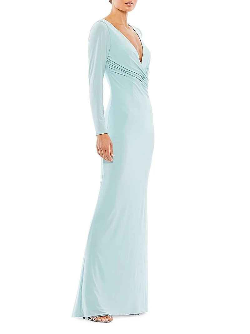 Ieena Jersey Wrap A-Line Gown