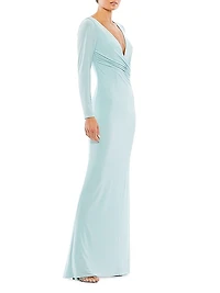 Ieena Jersey Wrap A-Line Gown