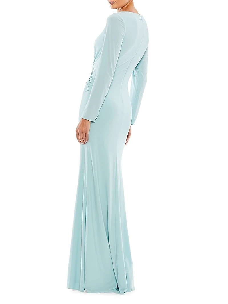 Ieena Jersey Wrap A-Line Gown
