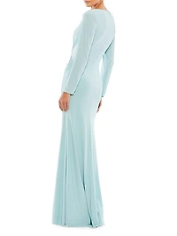 Ieena Jersey Wrap A-Line Gown