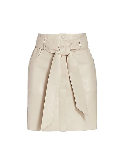 Meda Belted Faux Leather Miniskirt