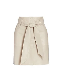 Meda Belted Faux Leather Miniskirt