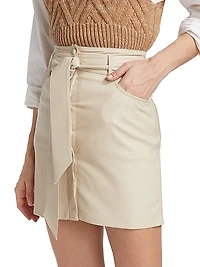 Meda Belted Faux Leather Miniskirt