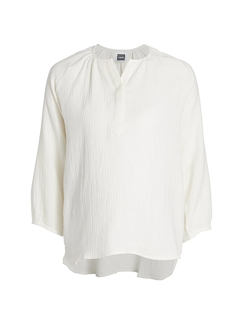 Ava Cotton Gauze Henley Top