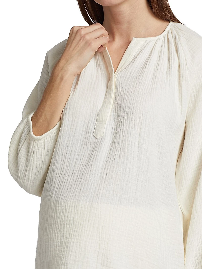 Ava Cotton Gauze Henley Top