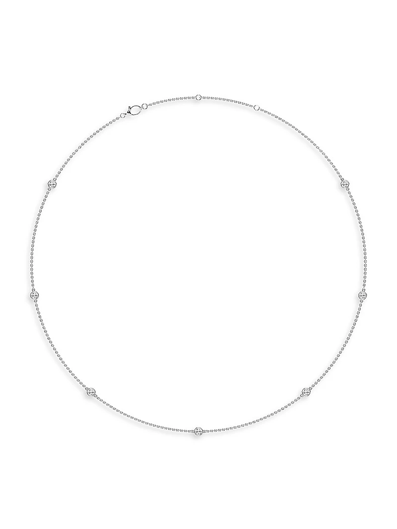 14K White Gold & 7-Diamond Station Necklace/0.70-2.10 TCW