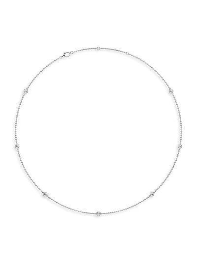 14K White Gold & 7-Diamond Station Necklace/0.70-2.10 TCW