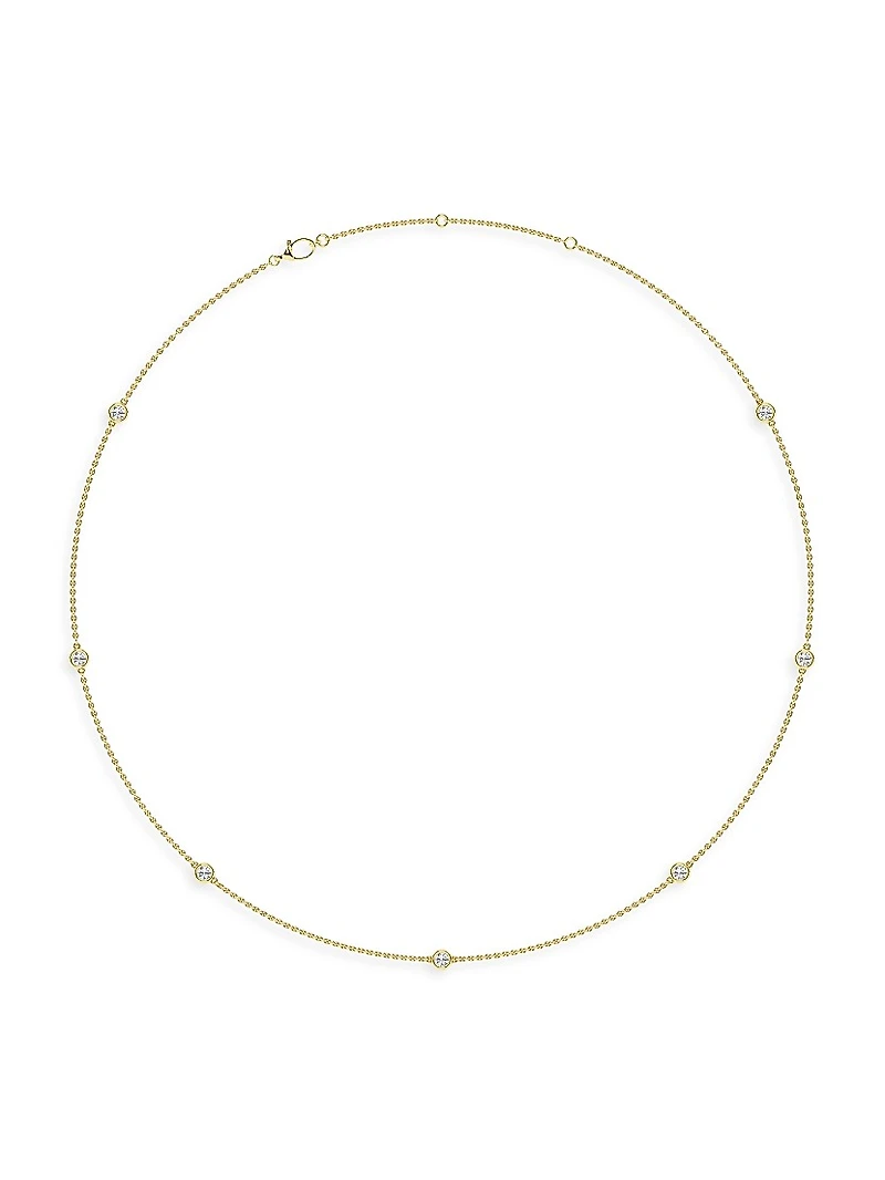 14K Yellow Gold & 7-Diamond Station Necklace/0.70-2.10 TCW
