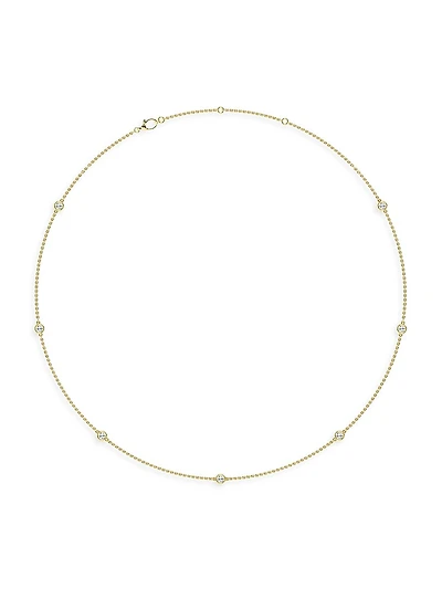 14K Yellow Gold & 7-Diamond Station Necklace/0.70-2.10 TCW