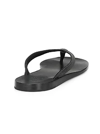 Bead-Embellished Leather Thong Sandals
